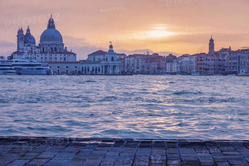 Italy, Veneto, Venice, Santa Maria della Salute Basilica in sunset light