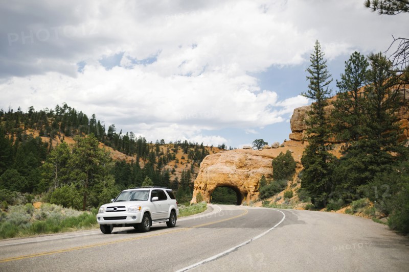 USA, Utah, Car on country road in Bryce Canyon National Park