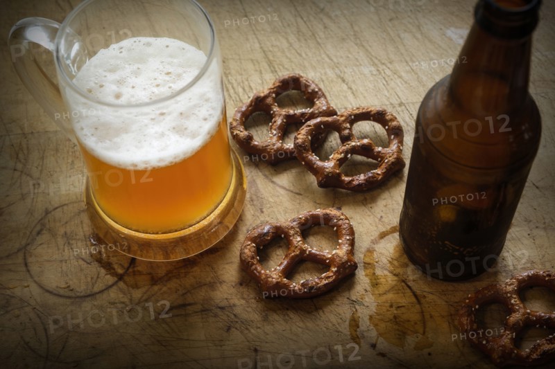 Pretzels and beer mug