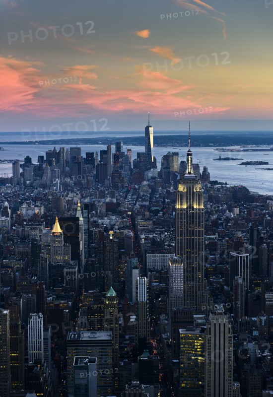 USA, New York, New York City, City at dusk
