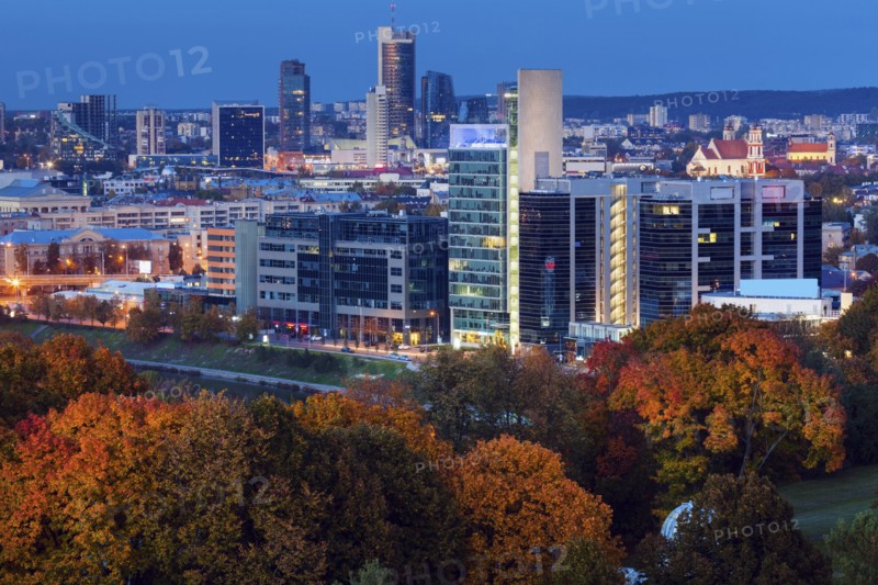 Lithuania, Vilnius, Cityscape at night