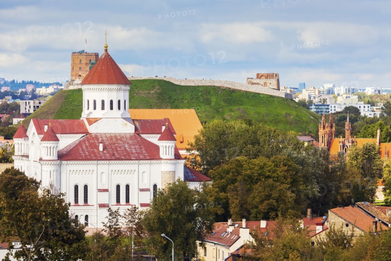 Lithuania, Vilnius, Cathedral of the Theotokos and cityscape in background