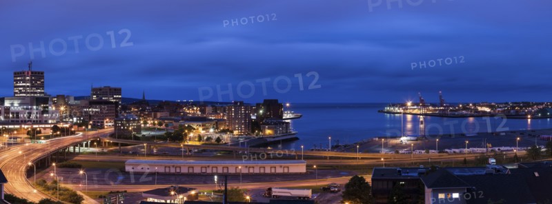 Canada, New Brunswick, Saint John, City and bay at dusk