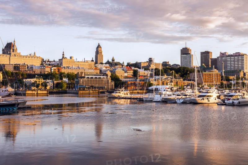 Canada, Quebec, Quebec City, city reflecting in water