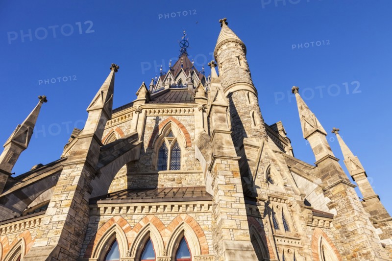 Canada, Ontario, Ottawa, Library of parliament against clear sky
