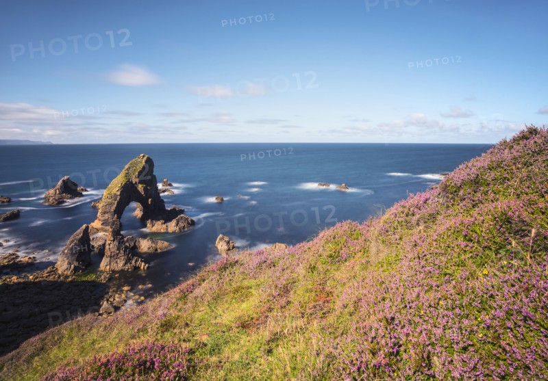 Ireland, Donegal County, Crophy Head Arch and sea stacks