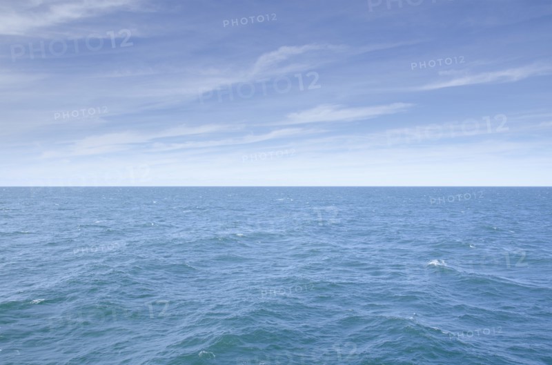 Blue seascape with horizon over Atlantic Ocean