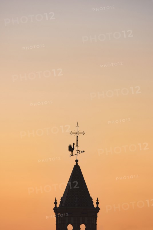 Spain, Seville, Silhouette of Church bell tower