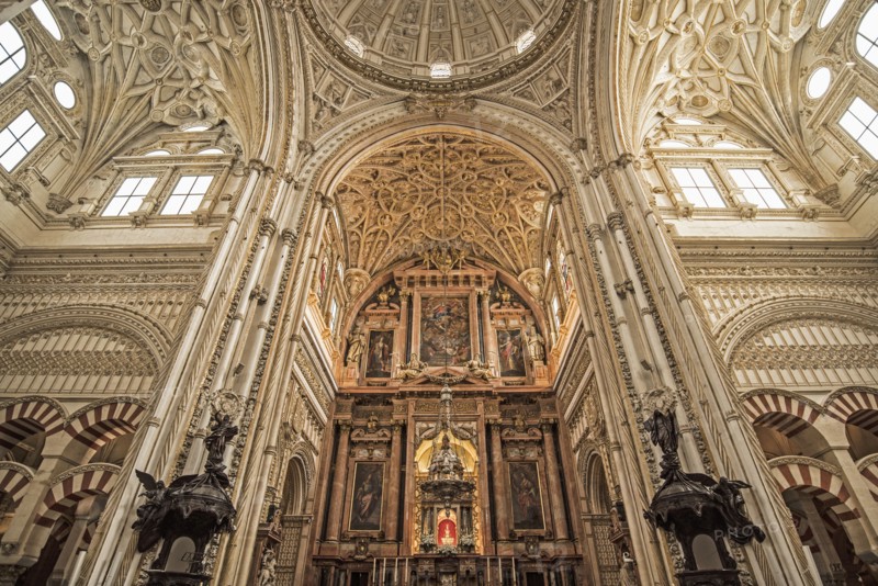 Spain, Andalusia, Cordoba, Interior of Great Mosque of Córdoba