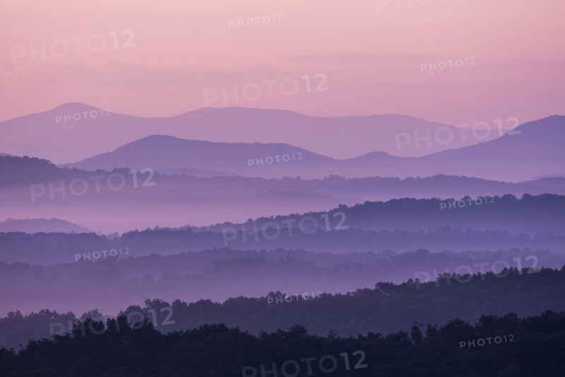 Fog at sunrise in Blue Ridge Mountains