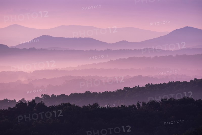 Fog at sunrise in Blue Ridge Mountains