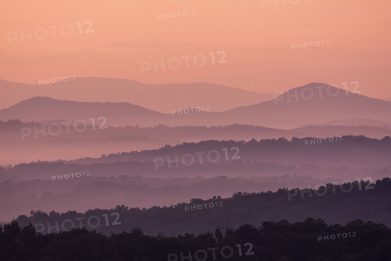 Fog at sunrise in Blue Ridge Mountains