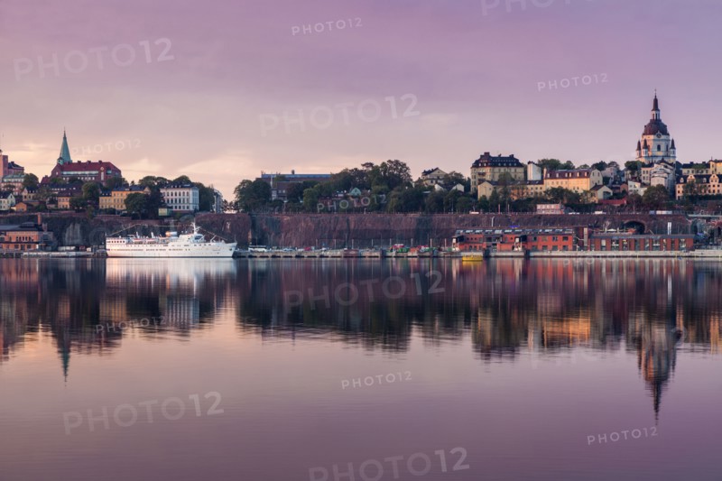Skyline at sunset in Stockholm, Sweden