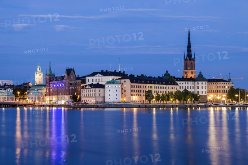 Skyline at sunset in Stockholm, Sweden