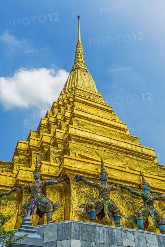 Statues on Wat Phra Kaew in Bangkok, Thailand