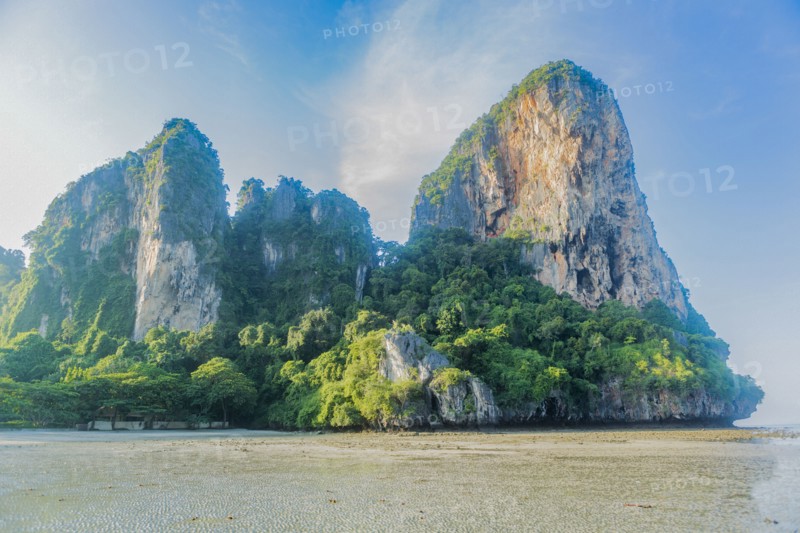 Cliffs by sea in West Railay, Thailand