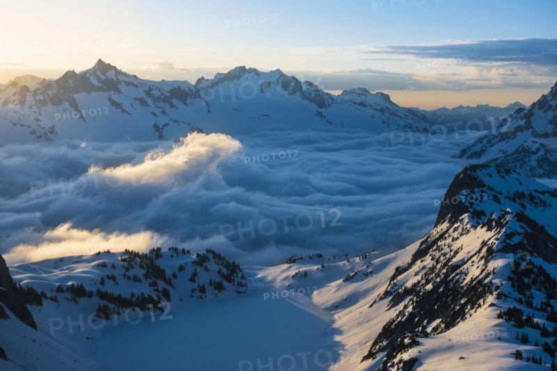 Peaks of Cascade Mountains in North Cascades National Park, Washington State, USA