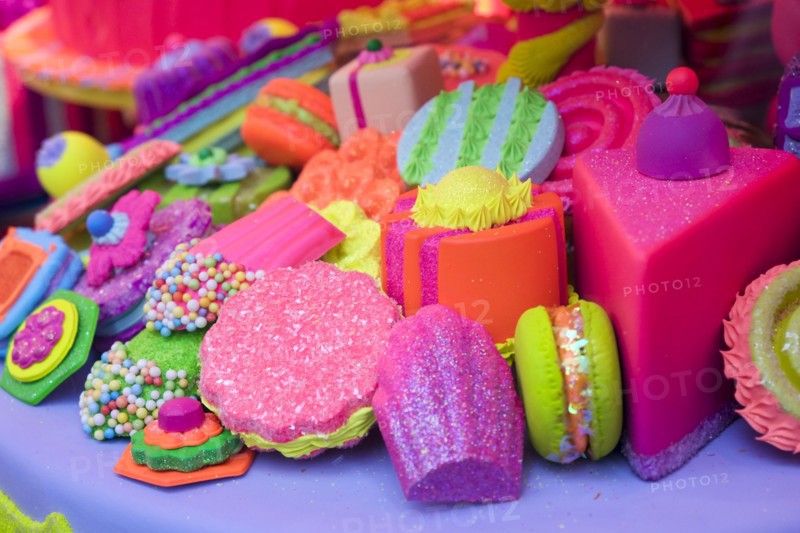 Brightly colored cakes