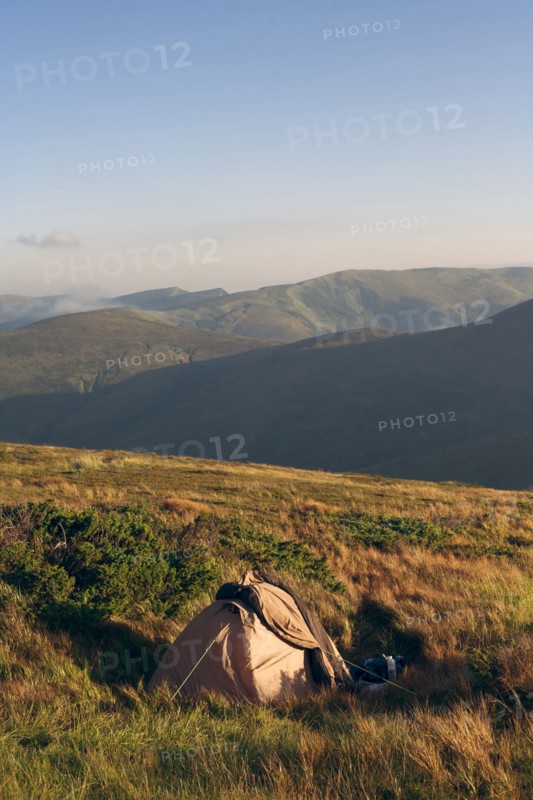 Tent in the Carpathian Mountain Range