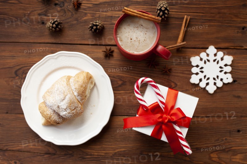 Christmas present and croissant