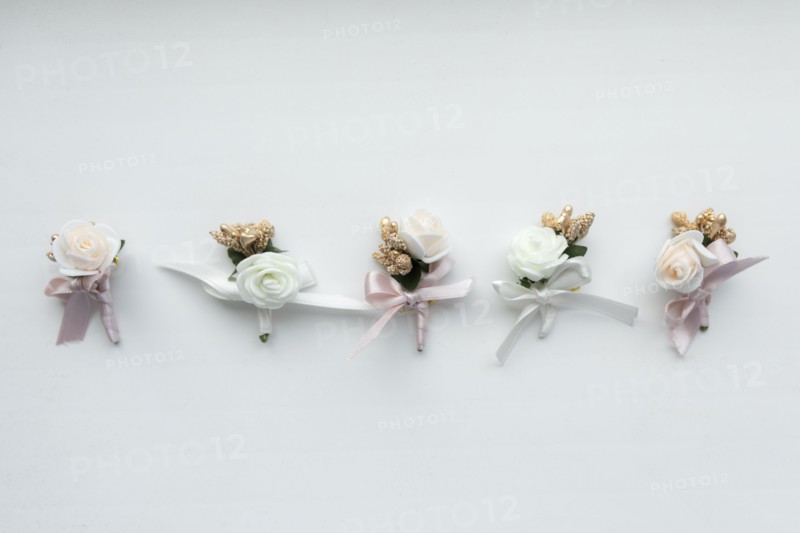 Wedding bouquets in a row