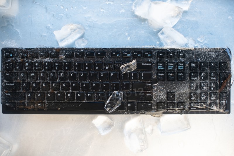 Ice on computer keyboard