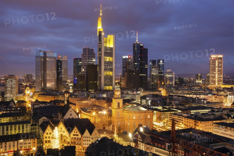 Skyline at sunset in Frankfurt, Germany