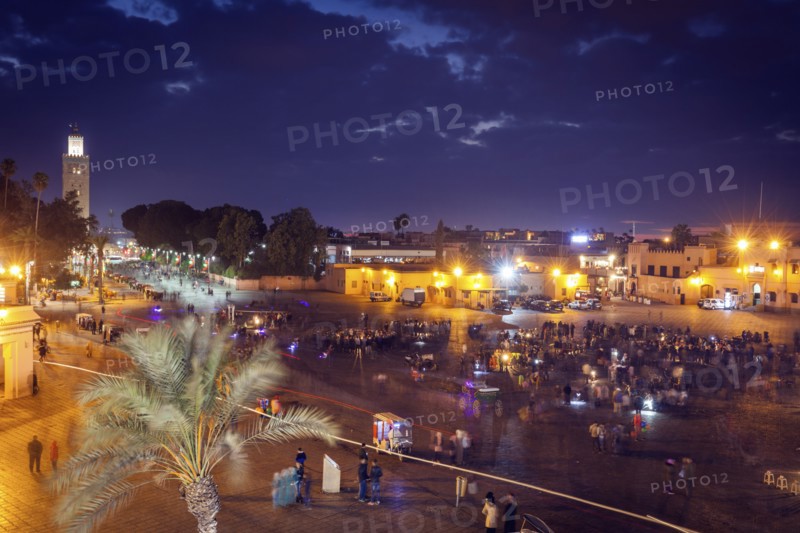 Koutoubia Mosque on Djemma el Fna square at sunset in Marrakesh, Morocco