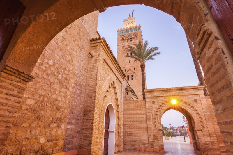 Low angle view of Koutoubia Mosque in Marrakesh, Morocco