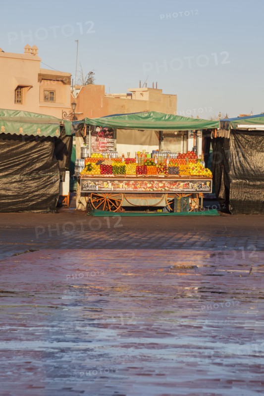 Juice stall in market in Marrakesh, Morocco