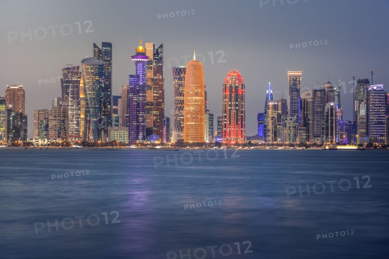 Sunset skyline of Doha, Qatar