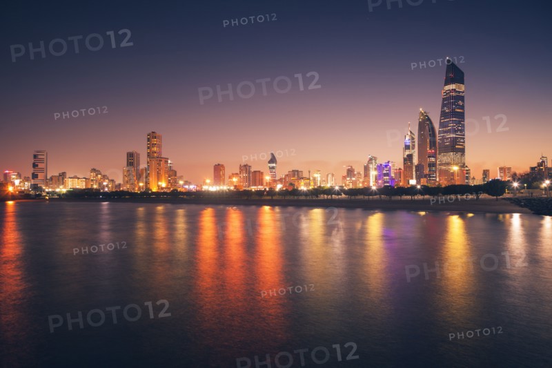 Skyline at sunset in Kuwait City, Kuwait