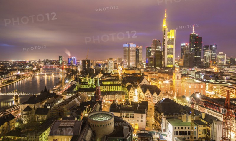 Skyline at sunset in Frankfurt, Germany