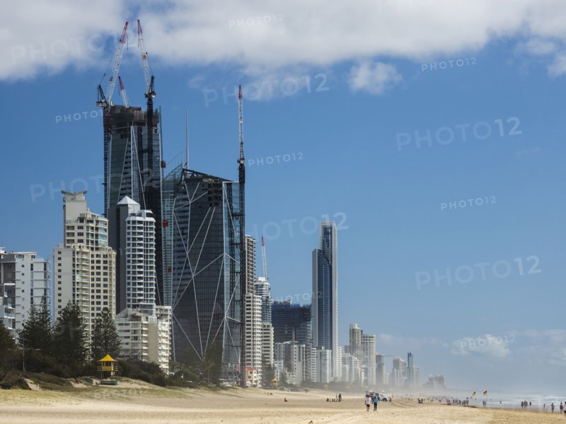 Modern skyline by beach in Surfer's Paradise, Australia