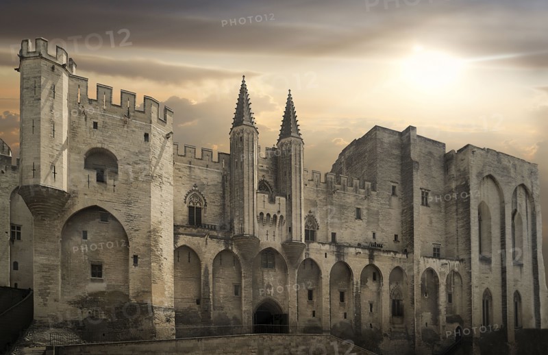 Palais des Papes at sunset in Avignon, France
