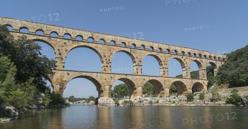 Pont du Gard over Gardon River in Vers-Pont-du-Gard, France