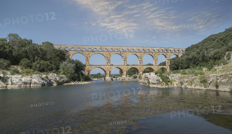 Pont du Gard over Gardon River in Vers-Pont-du-Gard, France