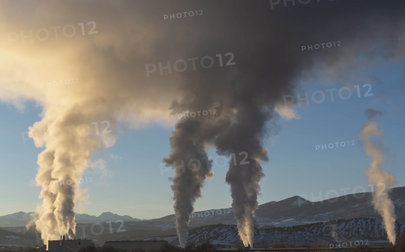Smoke from factories in Colorado, USA