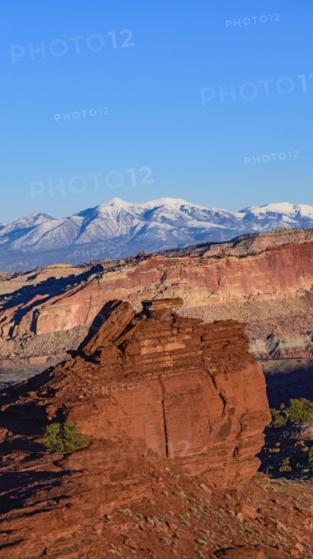 Rock formations and mountain landscape in Capitol Reef National Park, USA