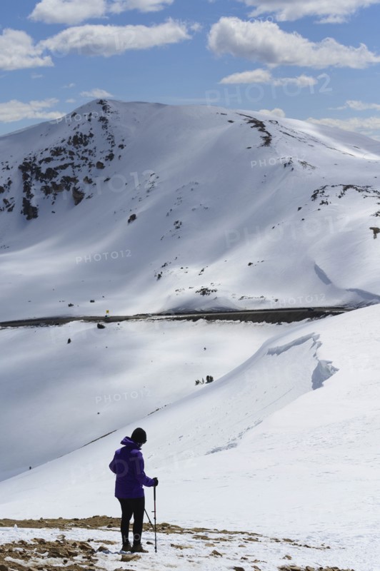 Woman hiking on Loveland Pass in Colorado, USA