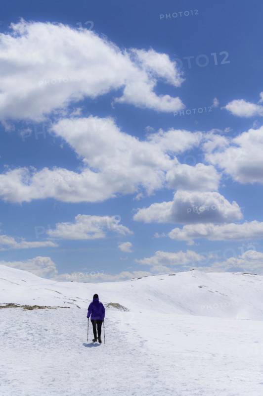 Woman hiking on Loveland Pass in Colorado, USA