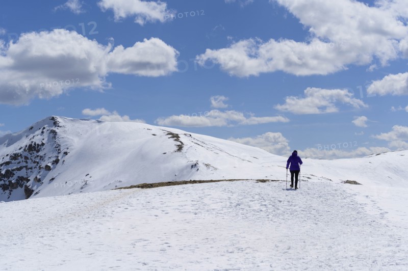 Woman hiking on Loveland Pass in Colorado, USA