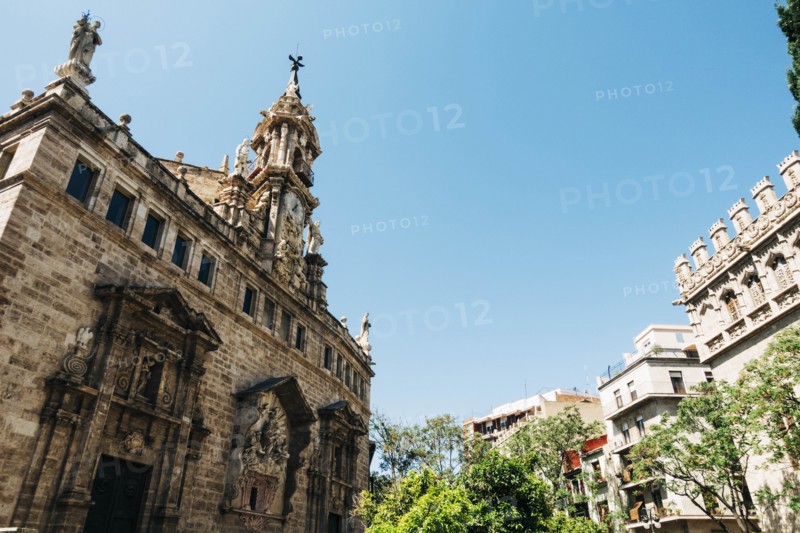Low angle view of Santos Juanes church in Valencia, Spain