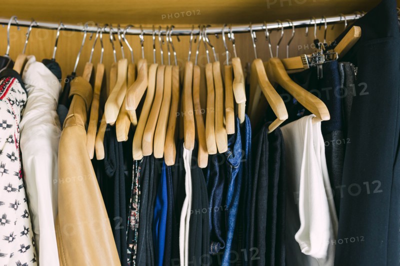 Clothes in wardrobe