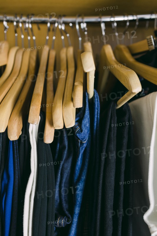 Clothes in wardrobe