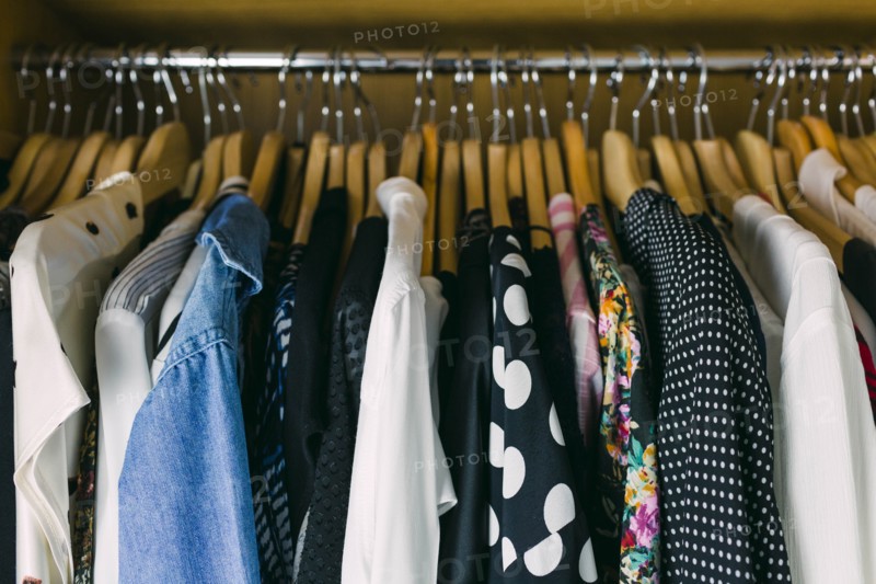Clothes in wardrobe