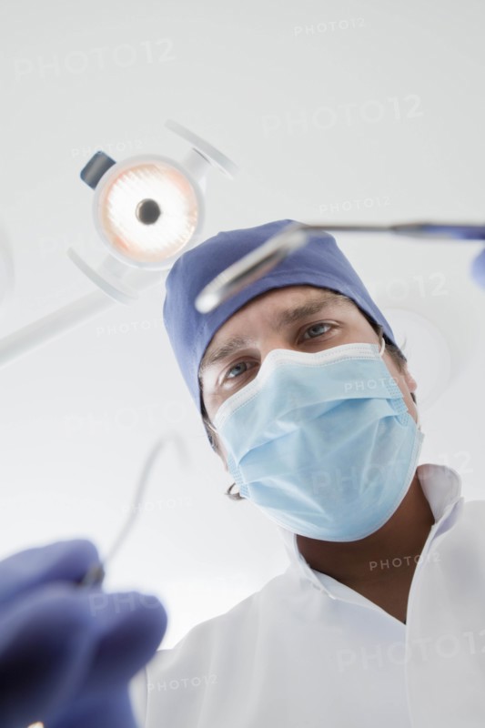 View directly below dentist during examination