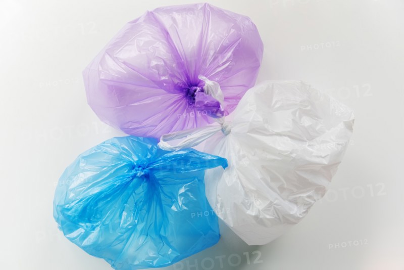 Plastic bags on white background