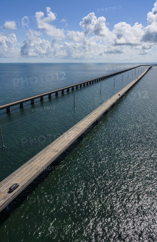 Aerial view of Seven Mile Bridge in Florida Keys, USA