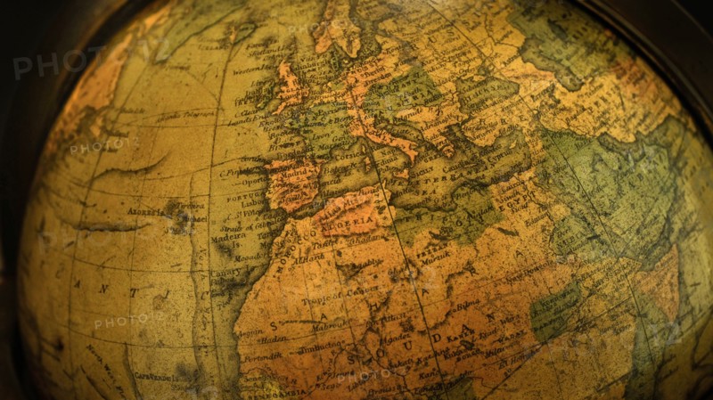 Close up of antique globe